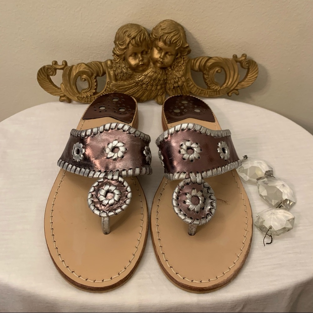 Jack Rogers Navajo Whipstitch Leather Sandals SZ 8